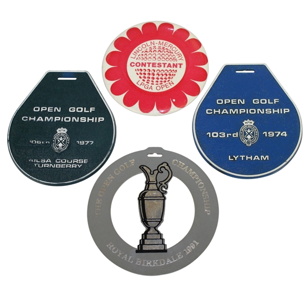 Four Golf Championship Player Bag Tags - 1974, 1977, & 1991 Plus LPGA Lincoln-Mercury