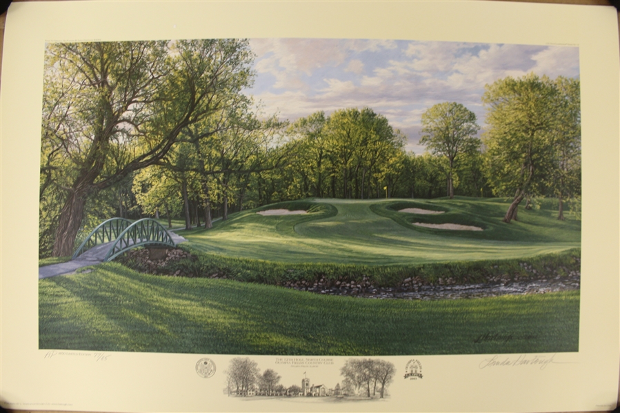 2003 Ltd Ed US Open at Olympia Fields 12th Hole AP Signed by Artist Linda Hartough 77/85 with COA