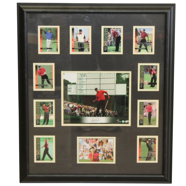 Tiger Woods Signed UDA 8x10 Photo with Cards #10/100 - Framed