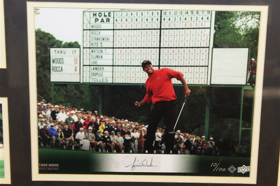 Tiger Woods Signed UDA 8x10 Photo with Cards #10/100 - Framed