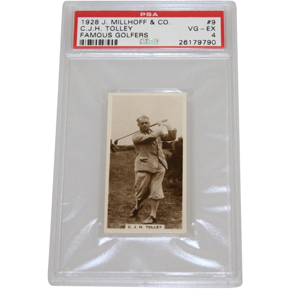 1928 Cyril (C.J.H.) Tolley J. Millhoff & Co. Famous Golfers Cigarette Card #9 PSA#26179790