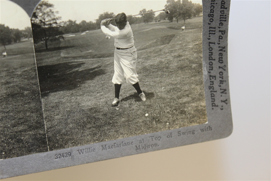 Misprinted Bobby Jones Keystone View Company Stereograph Golf Card - #16 'Willie MacFarlane'