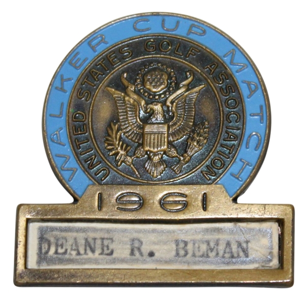 Deane Beman's 1961 Walker Cup Match Contestant Badge