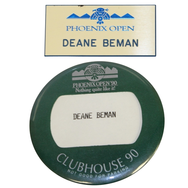 Deane Beman's 1990 Phoenix Open Clubhouse Badge & Name Badge