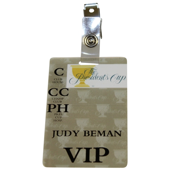 Judy Beman's The President's Cup All Access Badge - Clubhouse/Champ Club/Pres Cup Hosp.
