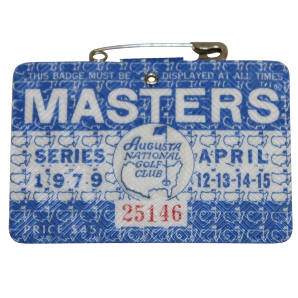 1979 Masters Tournament Series Badge #25146 - Fuzzy Zoeller Winner