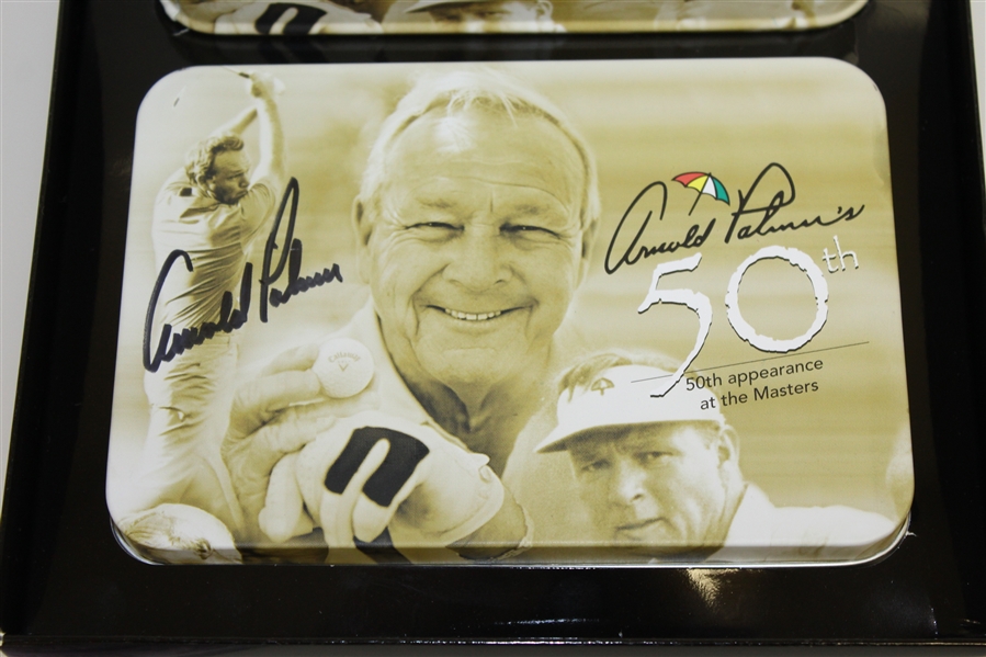 Arnold Palmer Signed 50th Anniversary Callaway Golf Tin with Golf Balls, Medallion, & Box JSA #T67573