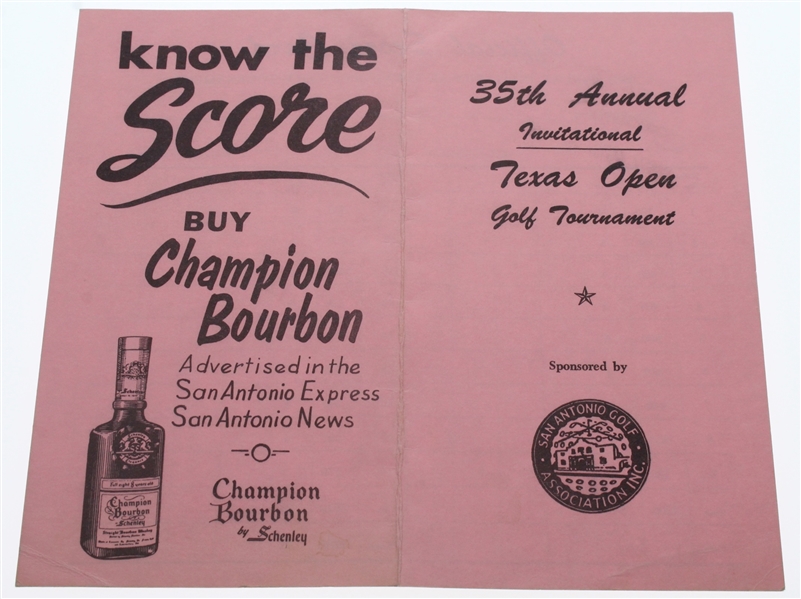 1962 Texas Open Golf Tournament Program - Arnold Palmer Win