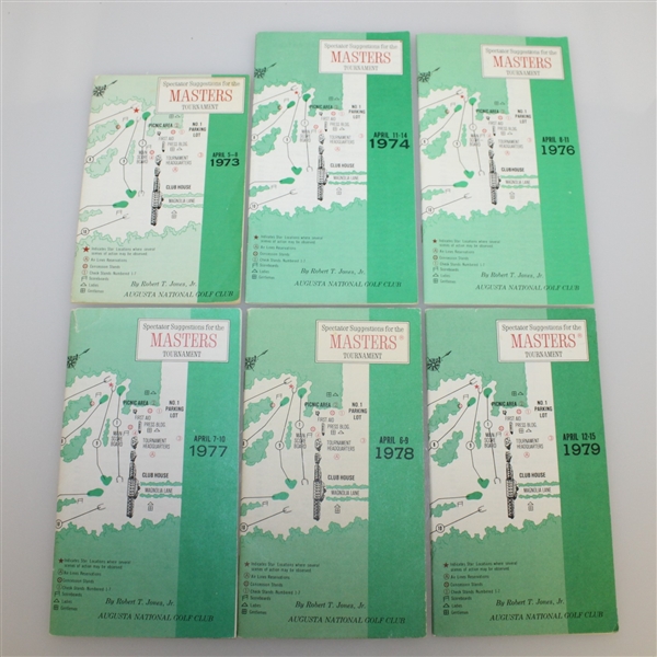 Six Masters Spectator Guides - 1973, 1974, 1976, 1977, 1978, & 1979