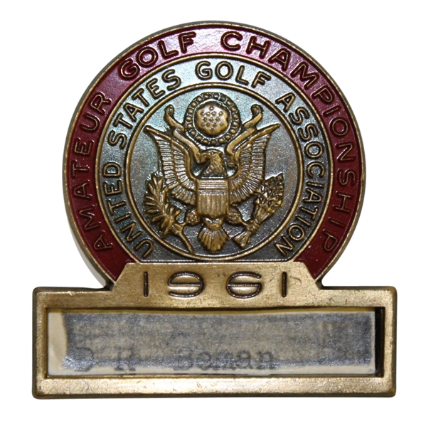 Deane Beman's 1961 US Amateur Championship Contestant Badge - Jack Nicklaus Win