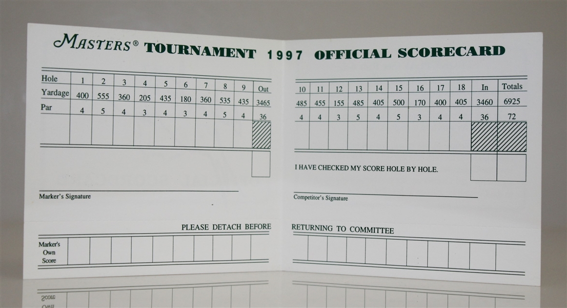 Tiger Woods Signed 1997 Masters Official Scorecard JSA ALOA