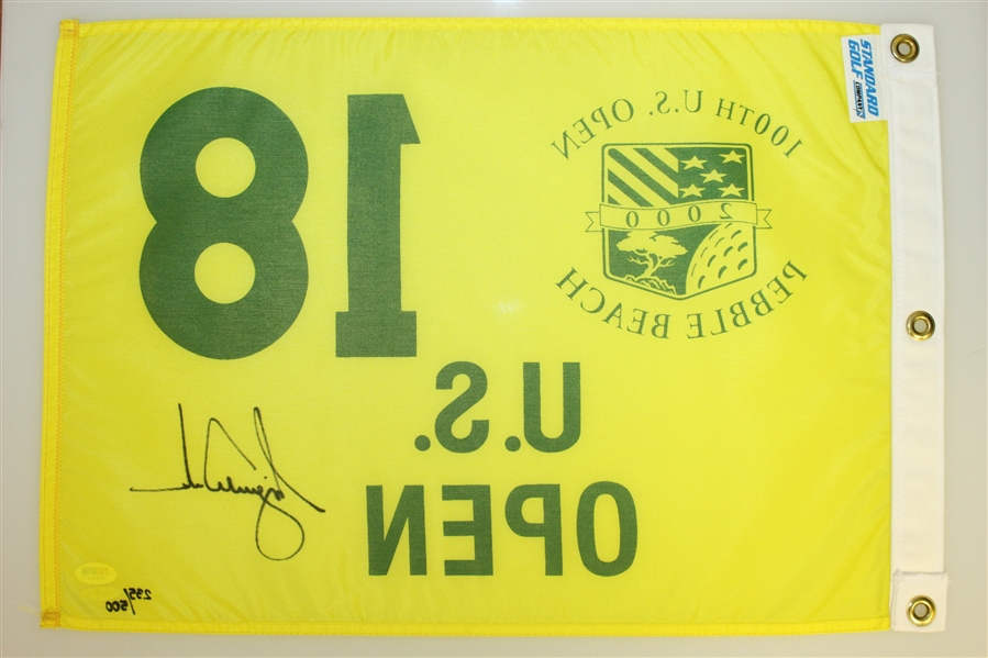 Tiger Woods Signed 2000 US Open at Pebble Beach Ltd Ed Flag 235/500 UDA #BAM07747