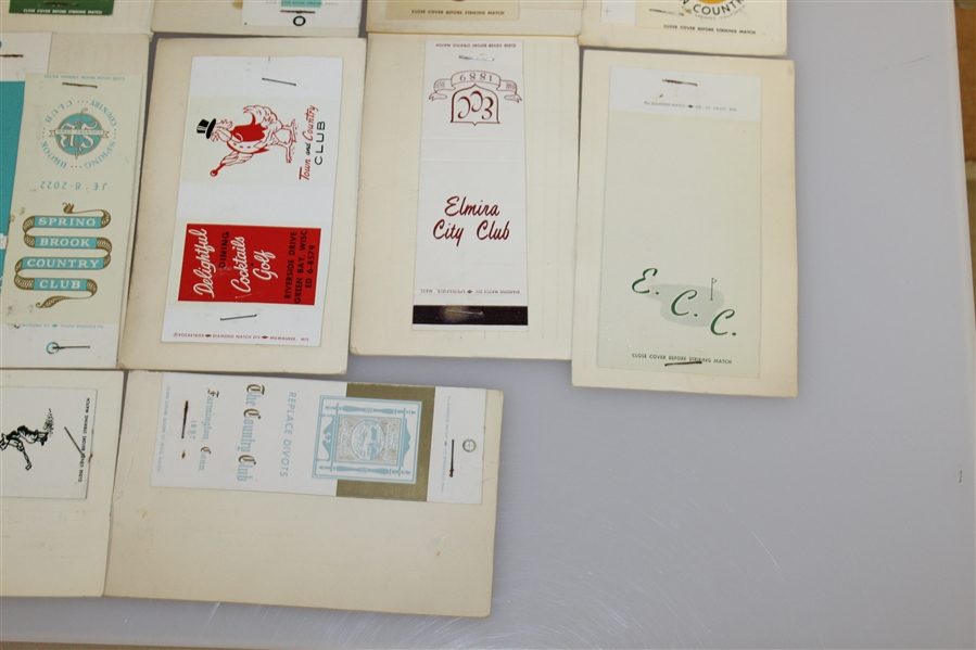 Twenty Golf Club Matchbook Covers - Each Stapled to 3x5 Card with Order History
