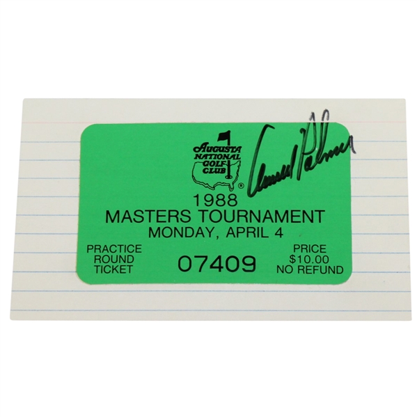 Arnold Palmer Signed 1988 Masters Tournament Monday Ticket #07409 JSA ALOA