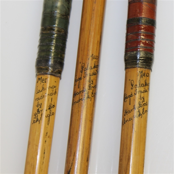 Original Set of Hardy Bros Palakona Bamboo Shaft Woods with Shaft Writing/Stamp