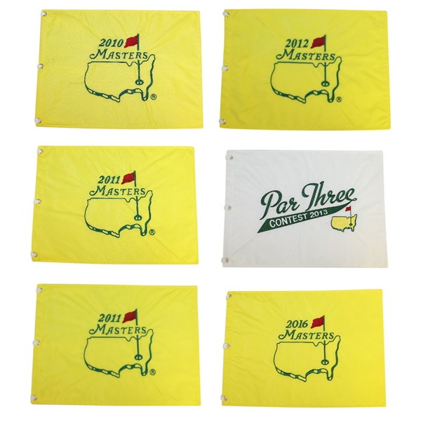 Six Masters Embroidered Flags - 2010, 2011(x2), 2012, 2013(Par 3), & 2016