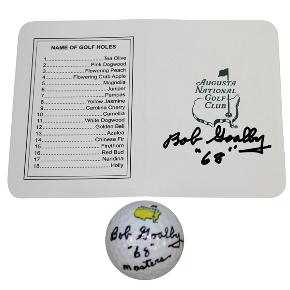 Bob Goalby Signed Augusta National Scorecard & Masters Logo Golf Ball with '68' JSA ALOA