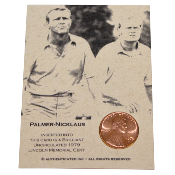 Arnold Palmer & Jack Nicklaus 1979 Uncirculated Lincoln Memorial Cent Card