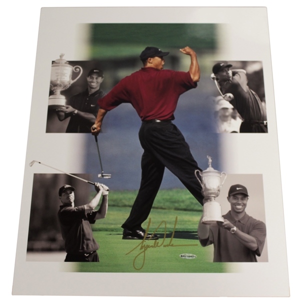 Tiger Woods Signed Major Victories Collage 16x20 Photo #BAJ12621