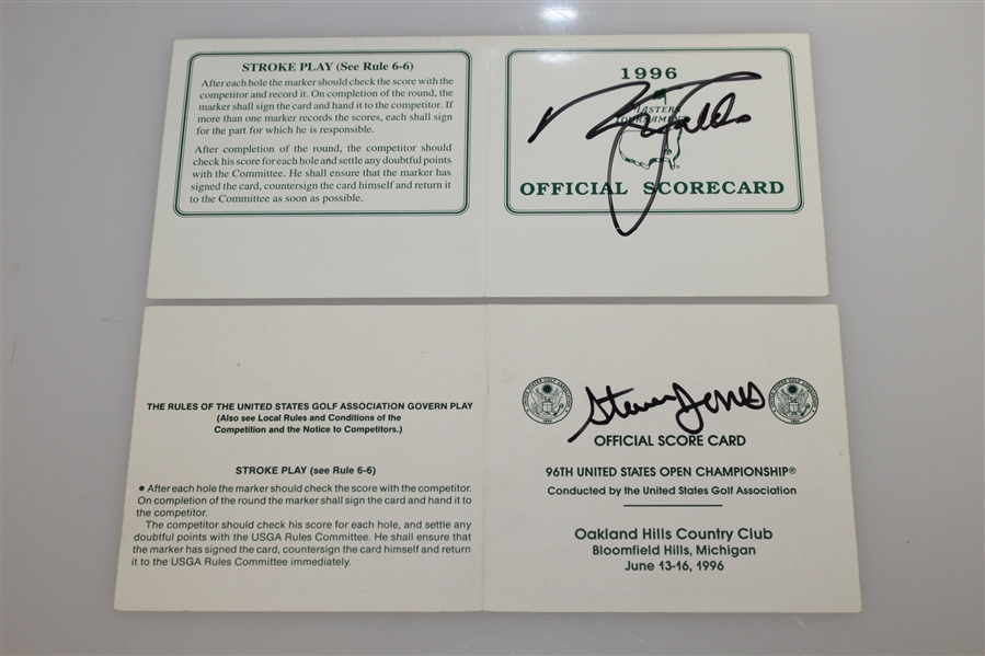 1996 Major Champs Signed Official Scorecards - Faldo, Jones, Lehman, & Brooks JSA ALOA