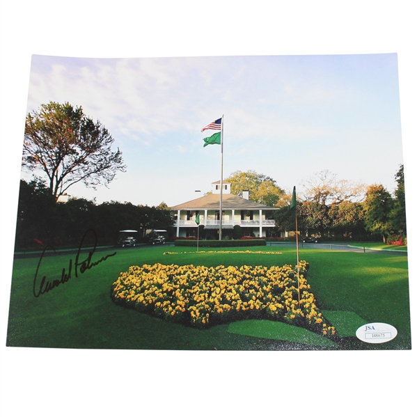 Arnold Palmer Signed Augusta National Clubhouse & Flag Photo JSA #I48675