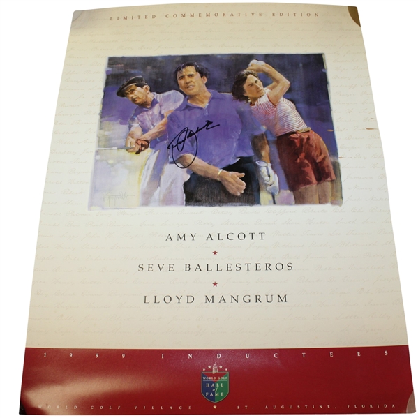 Seve Ballesteros Signed 1999 World Golf Hall of Fame Inductees Poster JSA ALOA