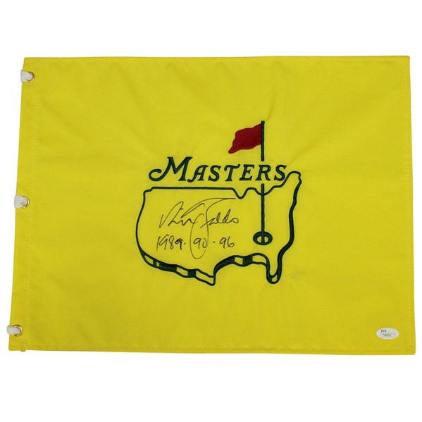 Nick Faldo Signed Undated Masters Flag with Years Won Inscription JSA #T66093