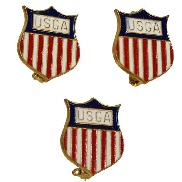 Three USGA Red/White/Blue Shield Pins - Deane Beman Collection