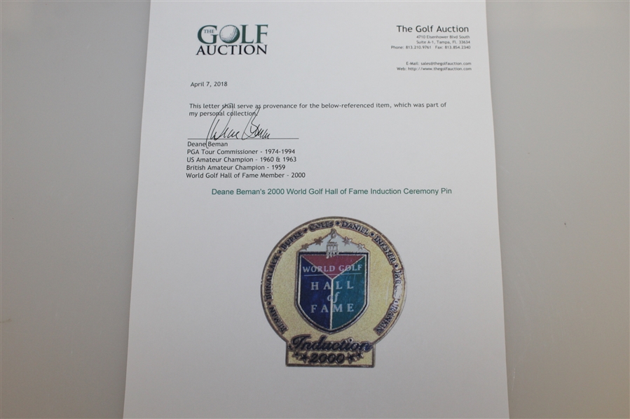 Deane Beman's 2000 World Golf Hall of Fame Induction Ceremony Pin