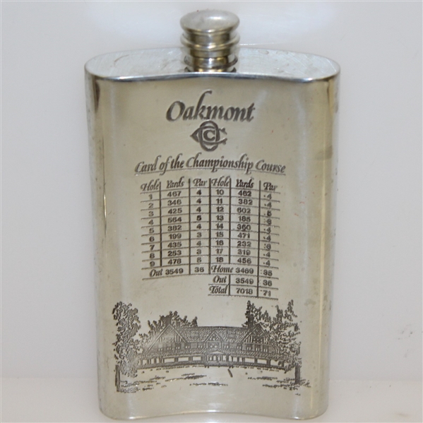 Oakmont Country Club Sheffield England Pewter Flask with Funnel & Original Box