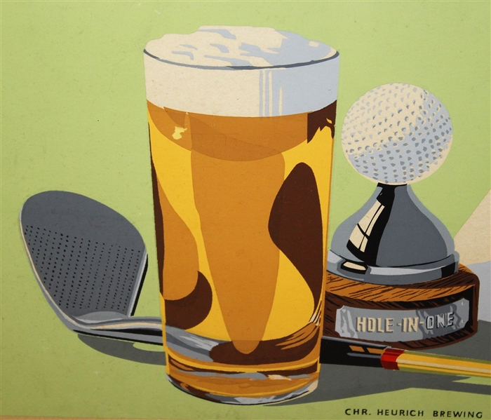 Classic Senate Beer Hole-In-One 'Remembered Pleasure' Golf Advertising Sign - Framed