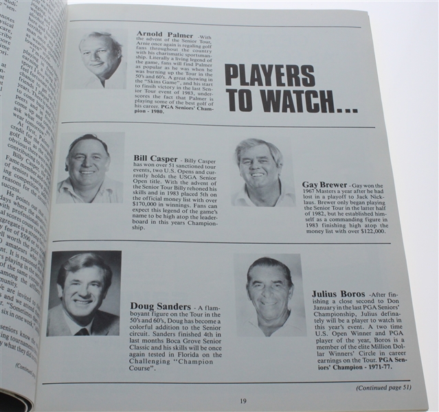 1984 PGA Senior Championship Program - Arnold Palmer Win