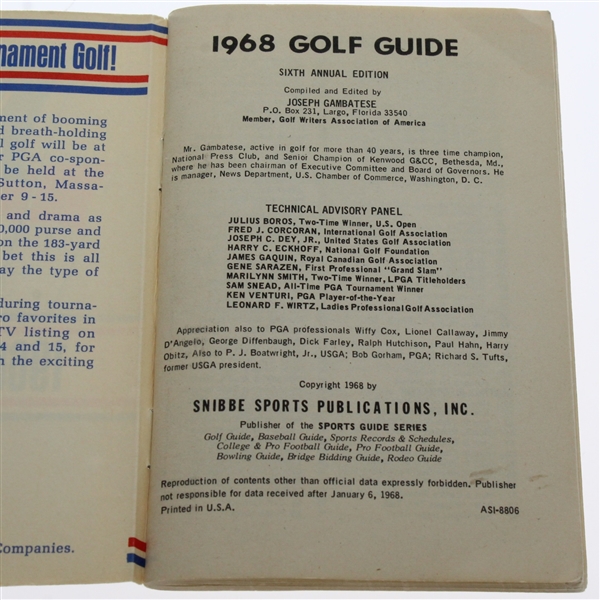 1968 Kemper Open Golf Guide - Arnold Palmer Win