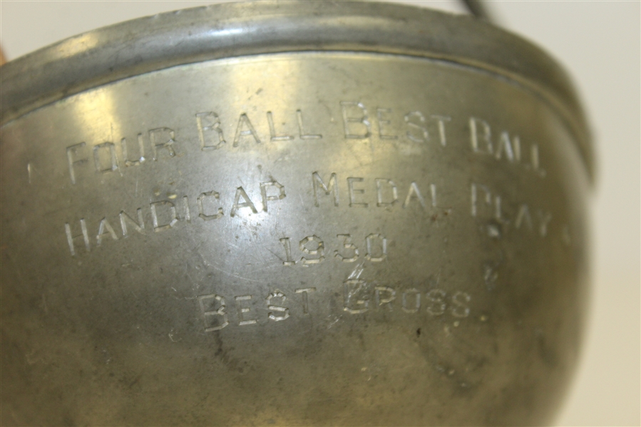 1930 Cohasset GC Four Ball Best Ball Handicap Medal Play Best Gross Pewter Cup with Tees