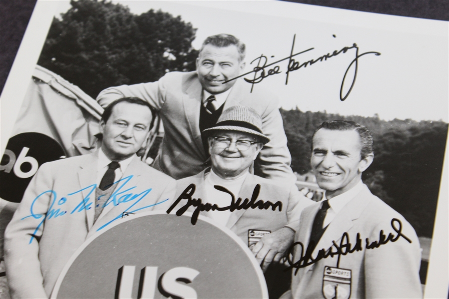 Byron Nelson, Chris Schenkel, Bill Flemming, & Jim McKay Signed US Open Photo JSA ALOA