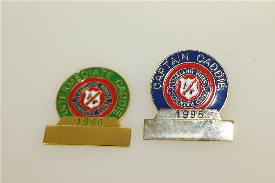 U.S. Open Items - Two Metal Caddy Badges, Two Divot Tools, & Logo Golf Ball