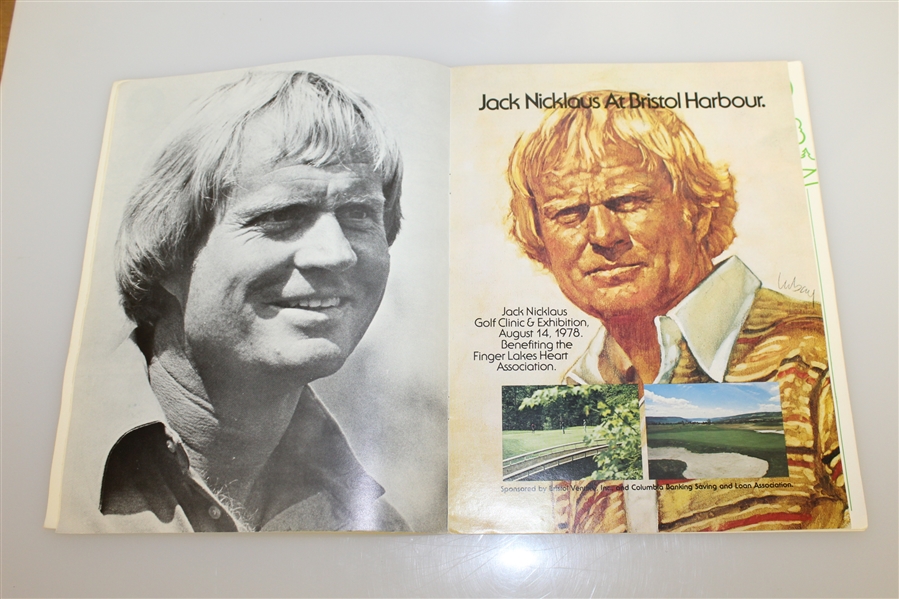 Jack Nicklaus Signed 1978 Golf Clinic & Exhibition Program with Badge JSA ALOA