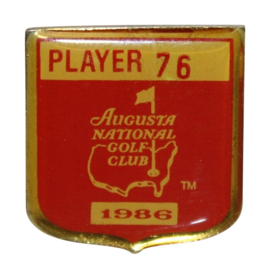 Bob Goalby's 1986 Masters Tournament Contestant Badge #76 - Jack Nicklaus 6th Masters Win