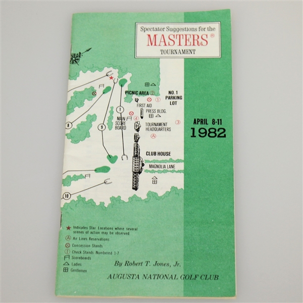 1982 Masters Badge, Par 3 Ticket, Daily Ticket, Spectator Guide, & Thurs-Sun Pairing Sheets with Par 3