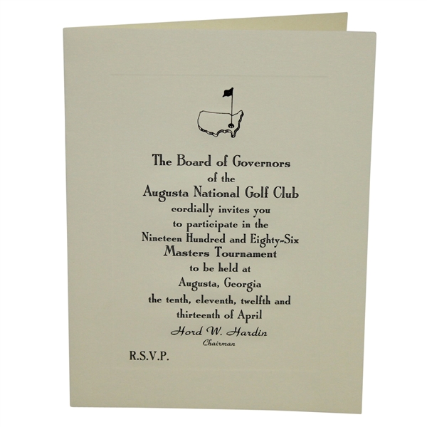 Bob Goalby's 1986 Masters Tournament Invitation from Augusta National Golf Club
