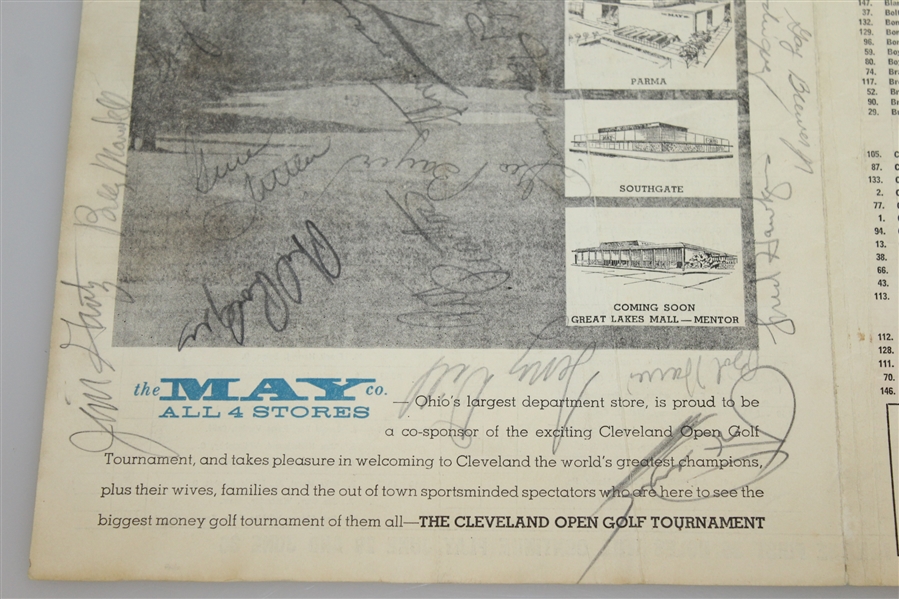 Multi-Signed 1963 Cleveland Open Pairing Sheet - Demaret, Palmer, Wall, Snead, & Others JSA ALOA