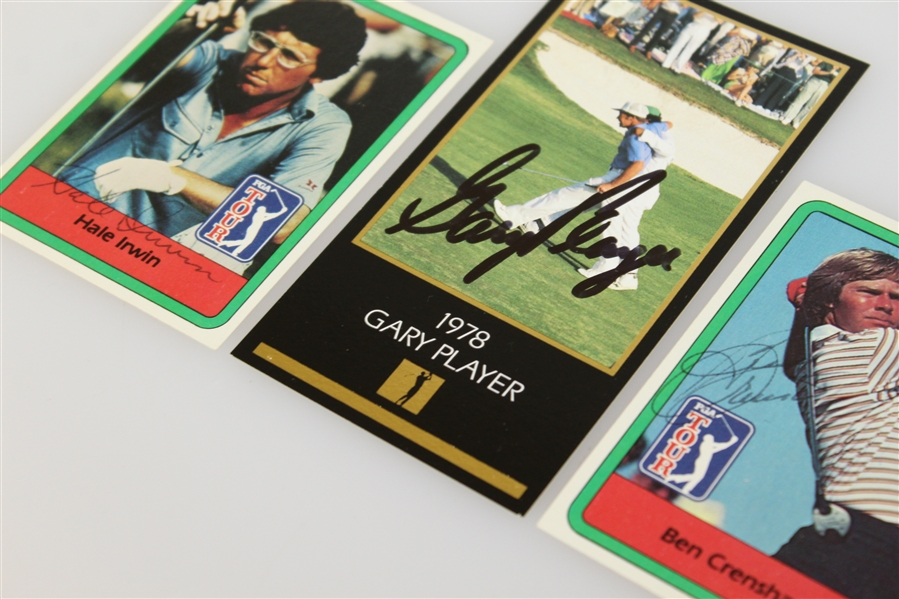 Gary Player, Hale Irwin, & Ben Crenshaw Signed Golf Cards JSA ALOA