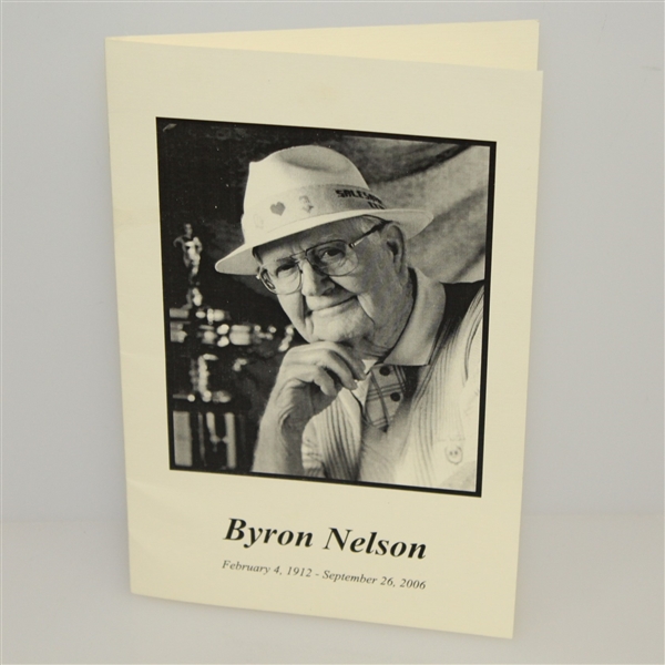 Byron Nelson Funeral Program with Three Memory Notecards for Family