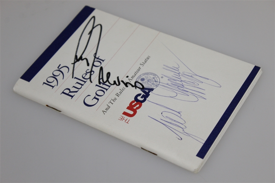 Tiger Woods & Lee Trevino Signed 1995 USGA Rule of Golf Booklet JSA ALOA