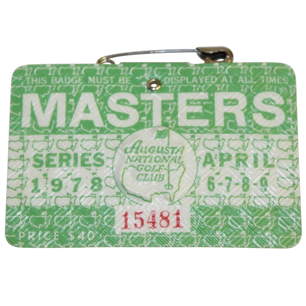 1978 Masters Tournament Series Badge #15481 - Gary Player Winner