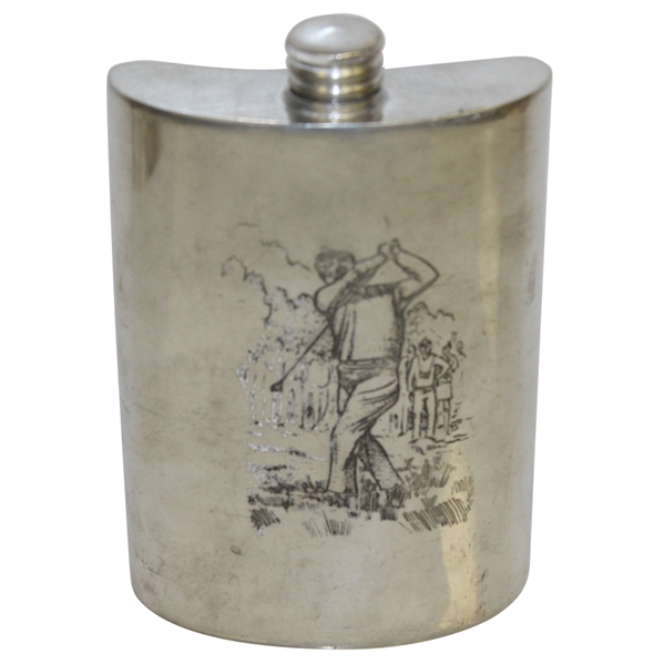Golfer Post-Swing 10oz Fine Pewter Flask by Craftsmen in Sheffield England