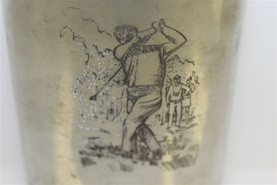Golfer Post-Swing 10oz Fine Pewter Flask by Craftsmen in Sheffield England