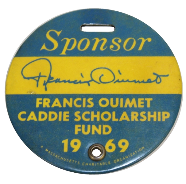 1969 Francis Ouimet Caddie Scholarship Fund Sponsor Badge - T.C.C. Golf Club, Mass.