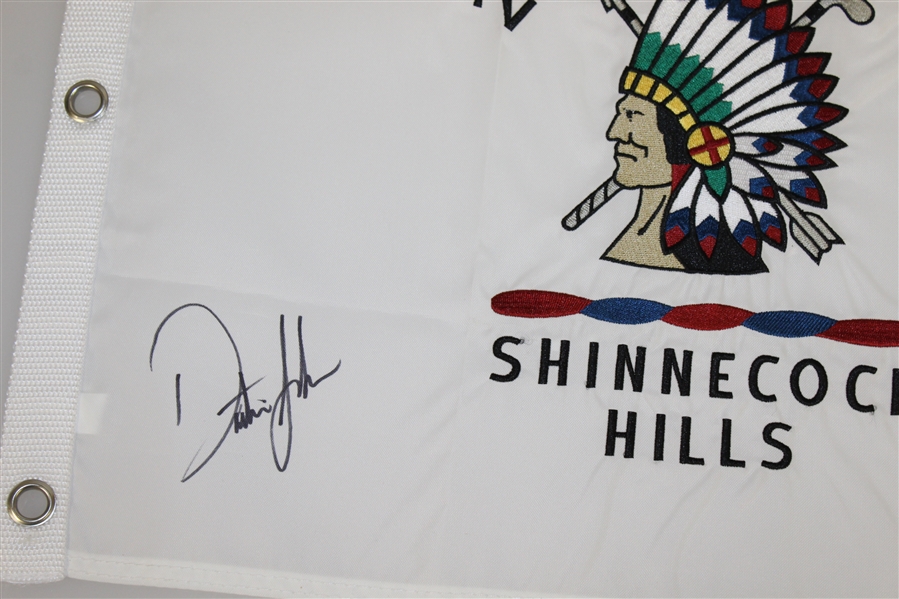 Dustin Johnson Signed 2018 US Open at Shinnecock Hills Embroidered Flag JSA ALOA