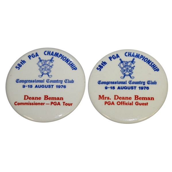 Deane and Judy Beman's 1976 PGA Championship at Congressional Badges - Commissioner and Official Guest